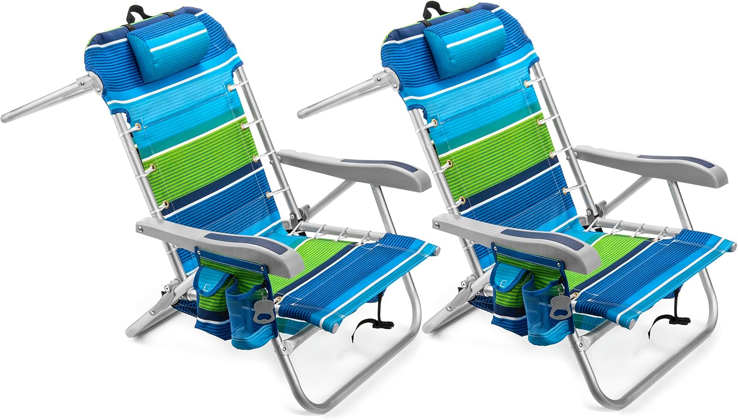 Homevative Beach Chair: 5 Positions & XL Cooler - Deep Sea