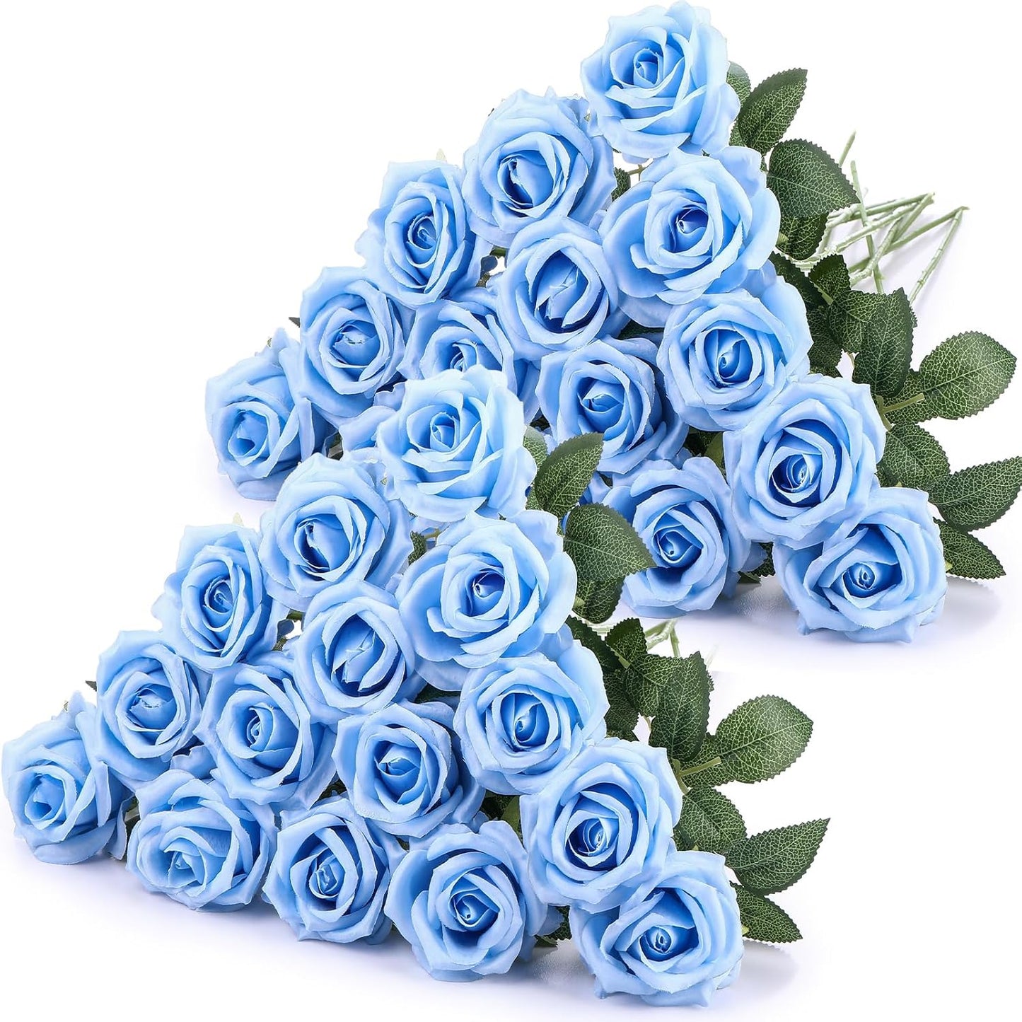40 Pcs Light Blue Artificial Roses for Home Wedding Decor