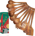 Christmas Wooden Spoons for Cooking, 10 Pcs Natural Teak Set