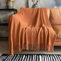 Orange 60x80 Knitted Throw Blanket with Tassels - Lightweight Cozy
