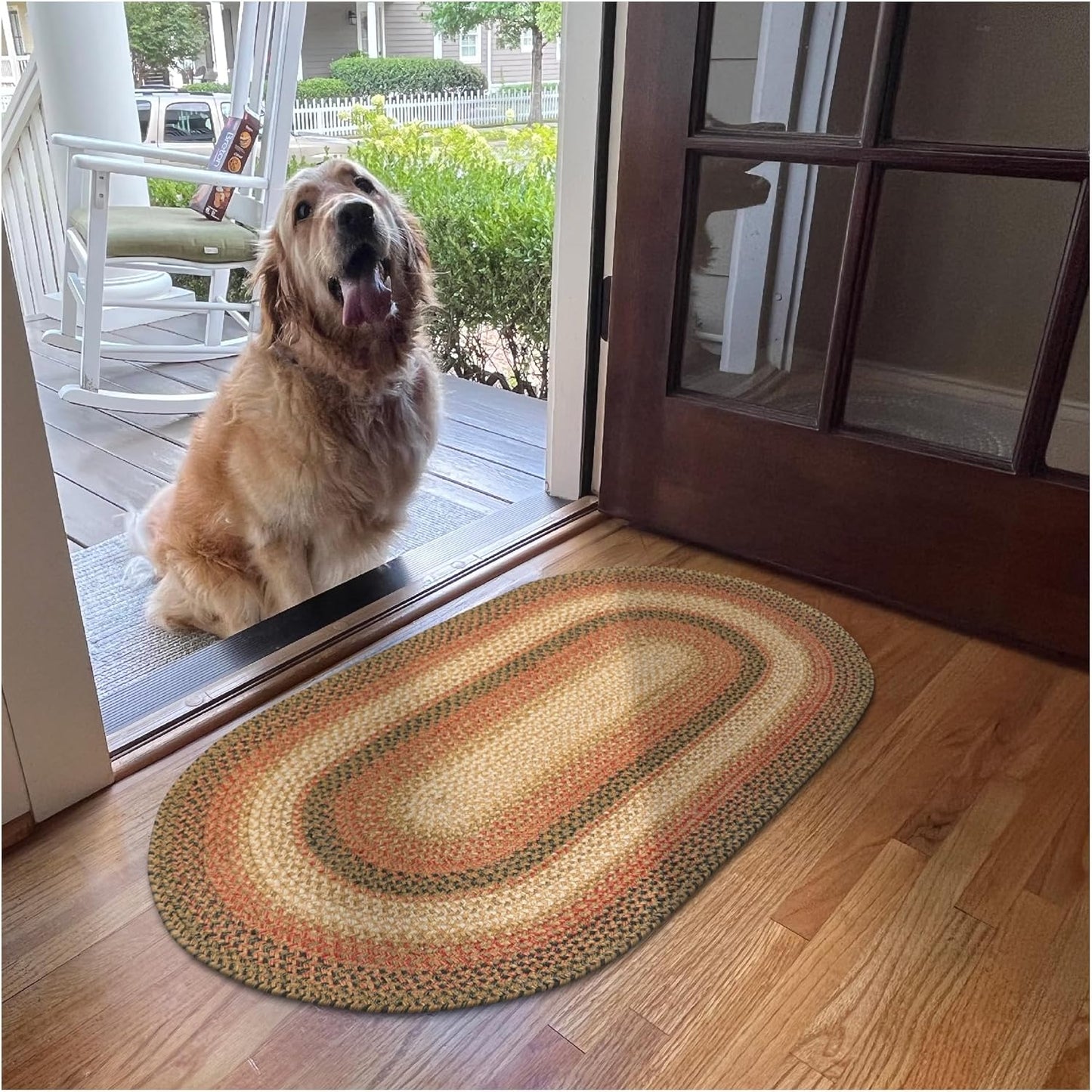 Russet Jute Braided Oval Rugs for Country Decor and Entryways