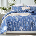 Queen Comforter Set Infinity Blue Floral Bedding - Soft Reversible