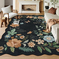 9x12 Floral Area Rug Black/Grey - Soft Washable Boho Accent Rug