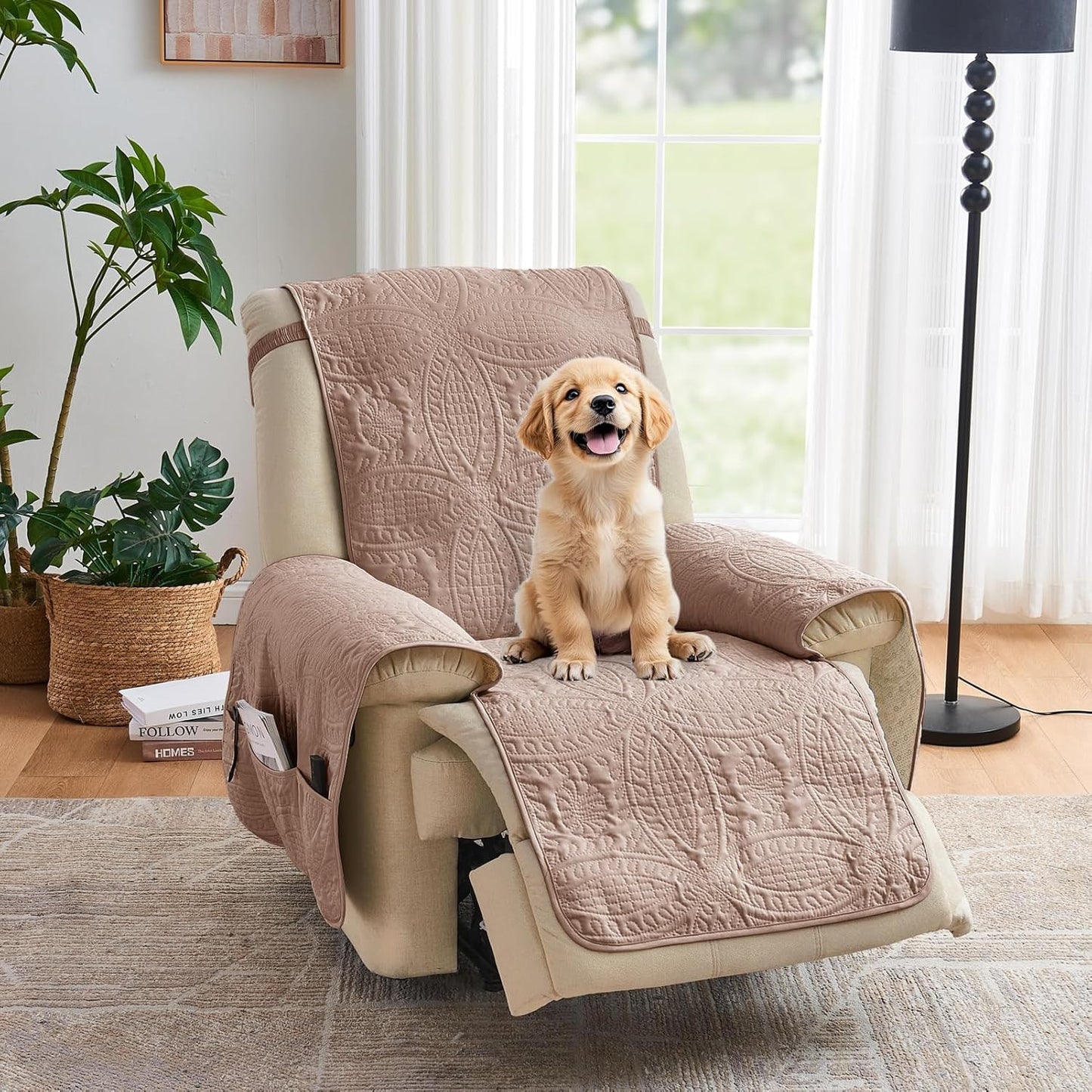 Quilted Recliner Chair Covers for Dogs, Water-Repellent Slipcovers