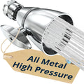 High Pressure Shower Head 2 in Solid Metal Chrome - Compact Boost