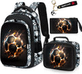 School Backpack for Boys - 4pcs Soccer Set for Kids Ages 6-18