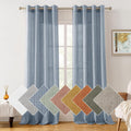 Stone Blue Linen Sheer Curtains 108 in Panels - Textured Semi Sheer