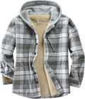 Men's Cotton Plaid Shirt Jacket with Hood - Fleece Lined Cozy