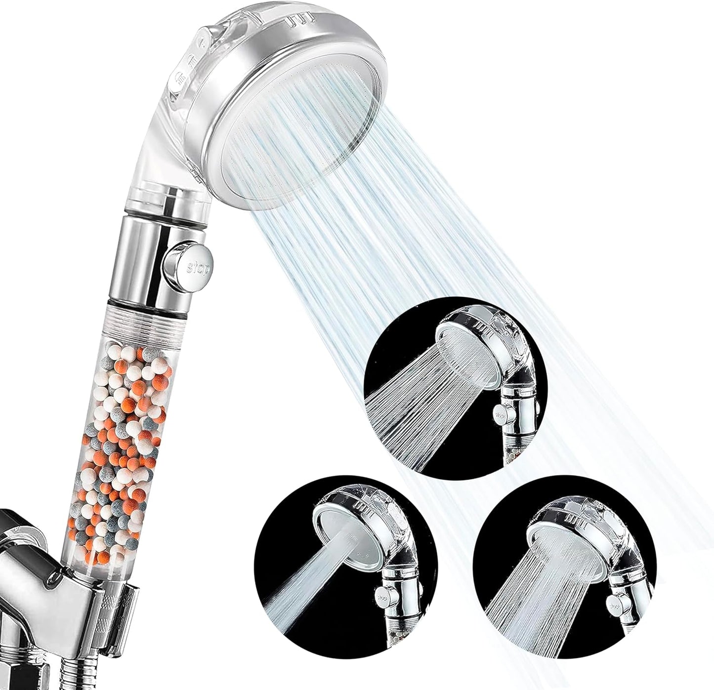 High-Pressure Filtered Shower Head with 3 Spray Modes for Soft Skin