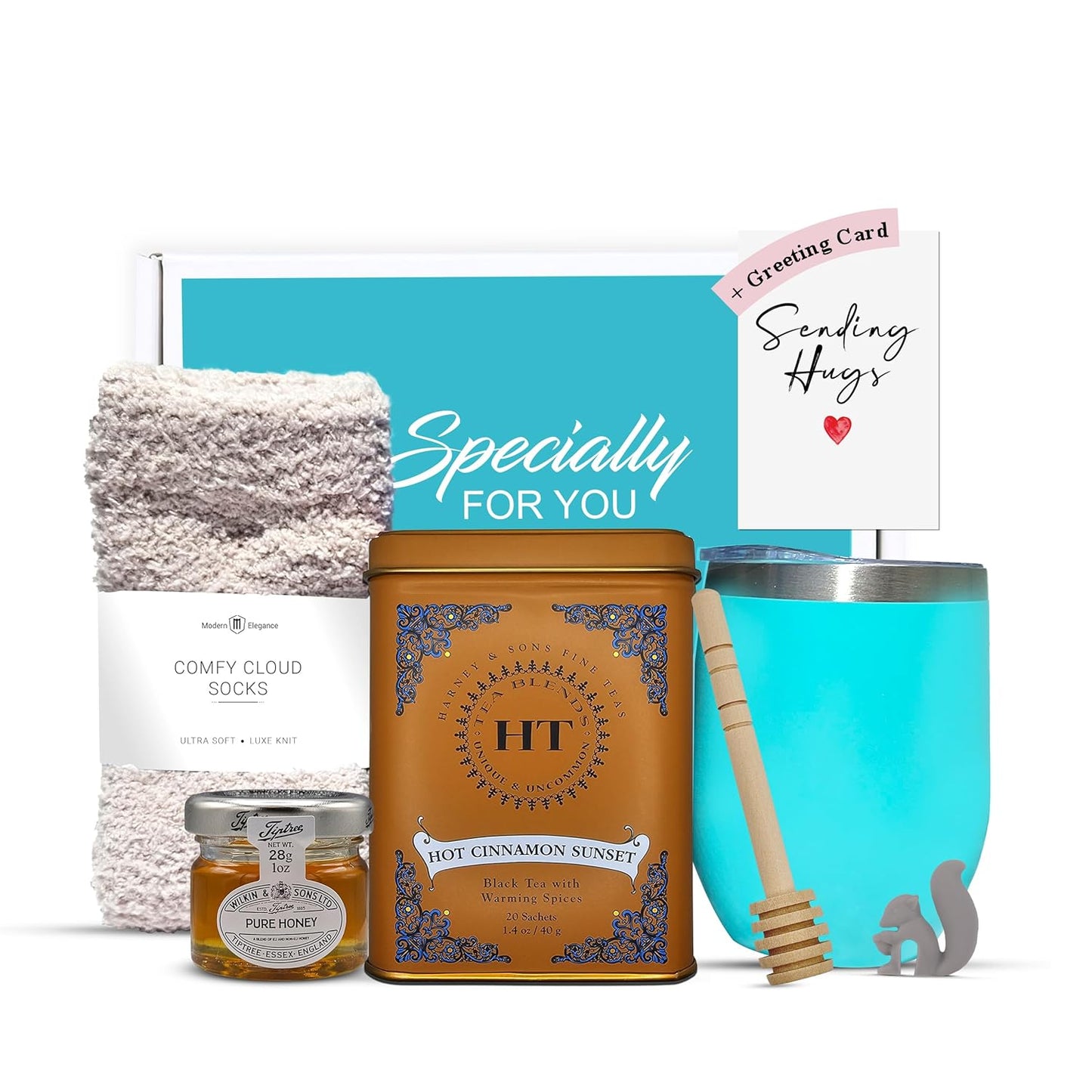 Tea Gift Set for Women with Cozy Socks and Stainless Tumbler