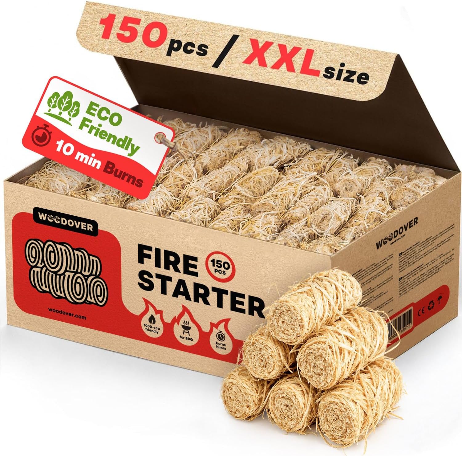 150 pcs Large Fire Starters for Fireplace and Campfires