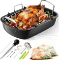 Roasting Pan 17x13 in Nonstick Turkey Roaster - Complete Kit