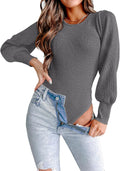 Long Puff Sleeve Sweaters for Women - Ribbed Knit Bodysuit 2025