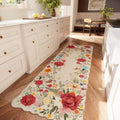 Floral Hallway Runner Rug 2ft 6inx8ft - Washable Non Slip Vintage