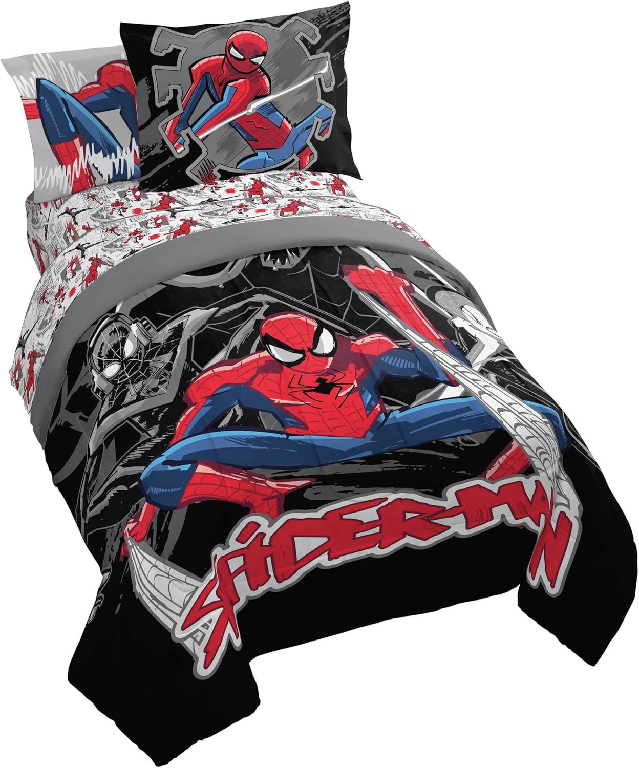 Spiderman Kids Comforter Set with Sheets and Pillow Covers