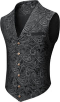 COOFANDY Mens Paisley Floral Victorian Vest - Sharp Formal Look