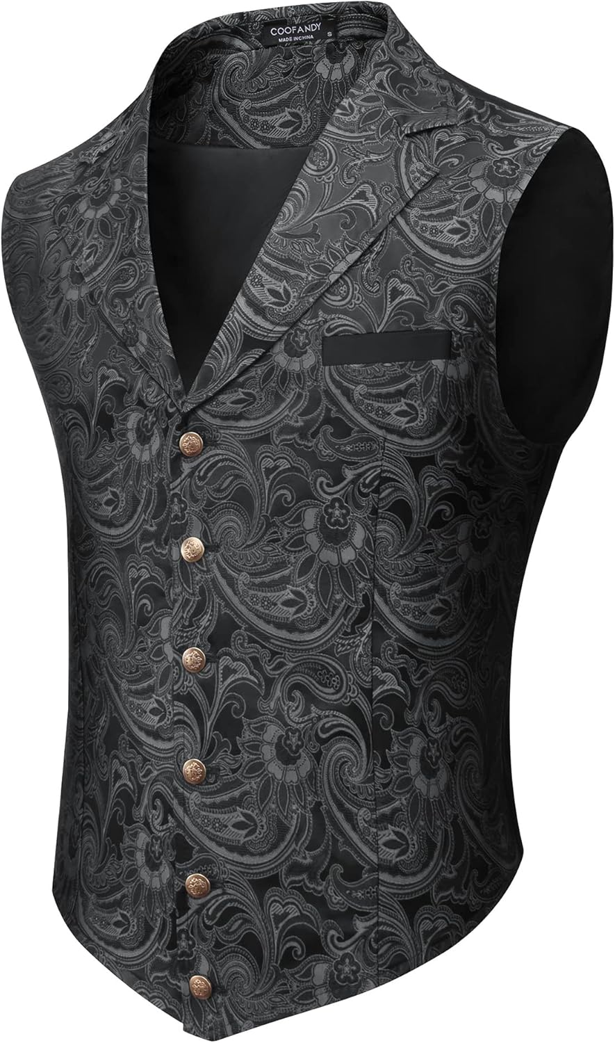COOFANDY Mens Suit Vest with Paisley Floral Design for Style