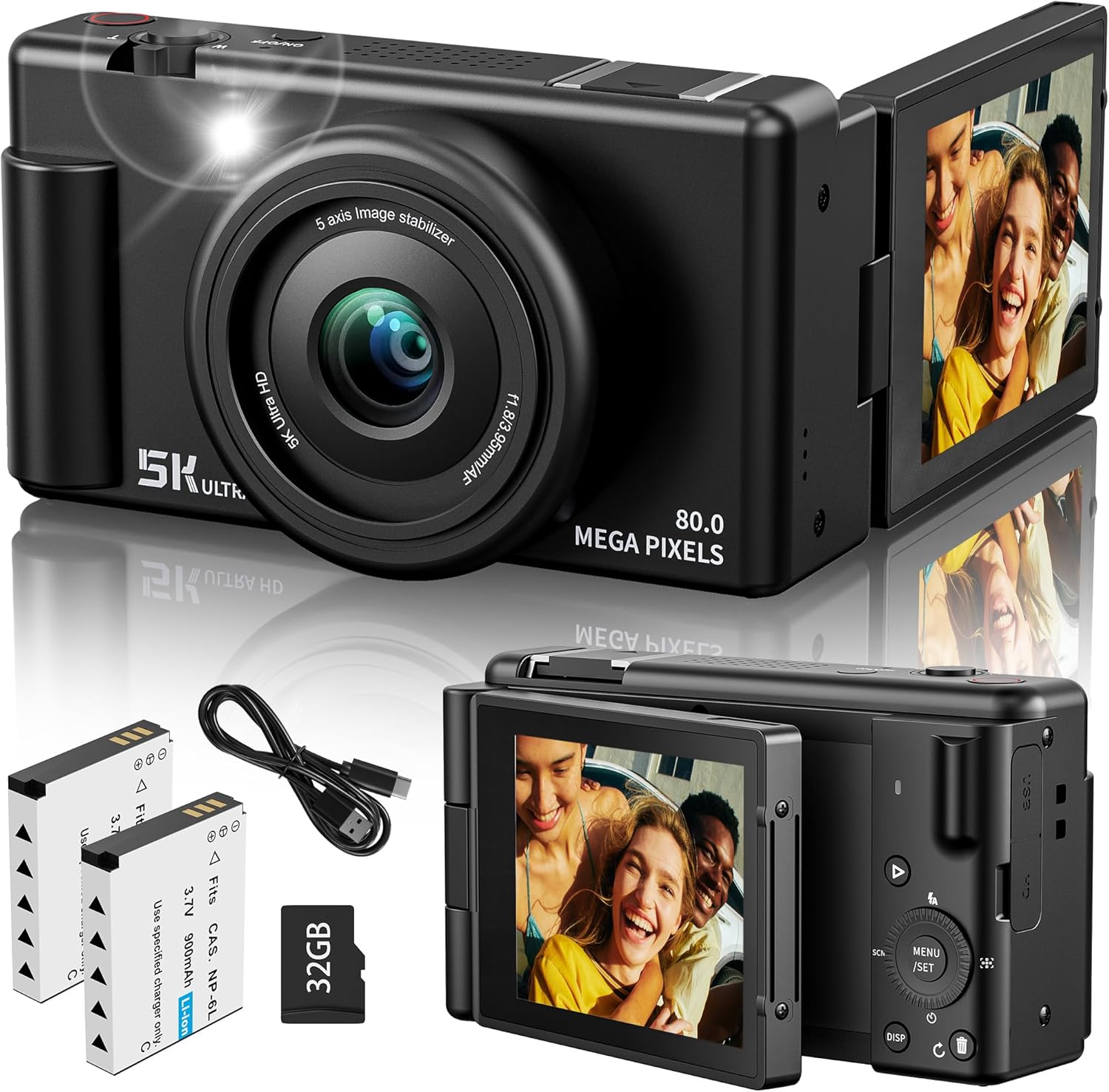 True 5K Digital Camera with Autofocus 80MP and 18X Zoom
