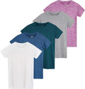 Girls Short Sleeve Dry-Fit Crew Neck Active T-Shirt 5 Pack - Soft Real