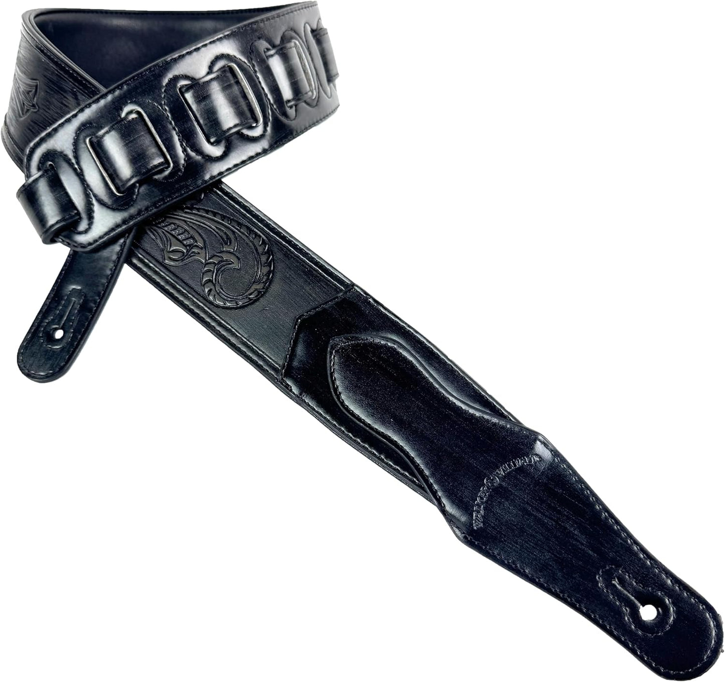 Walker & Williams LIC-12 Black Padded Guitar Strap with Cross