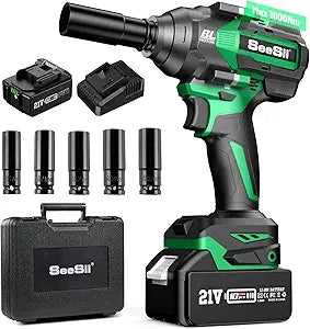 Seesii 1000Nm High Torque Cordless Impact Wrench for Cars