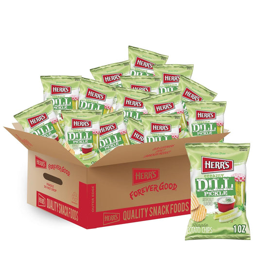Herr's Creamy Dill Pickle Potato Chips for Tangy Snacking