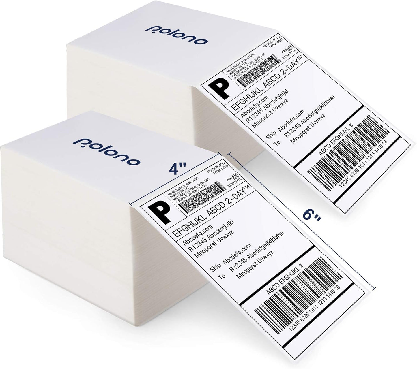 POLONO 4in x 6in Direct Thermal Shipping Labels - Pack of 1000