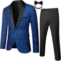 Mens Floral 2-Piece Paisley Shawl Lapel Tuxedo Jacket for Dinner