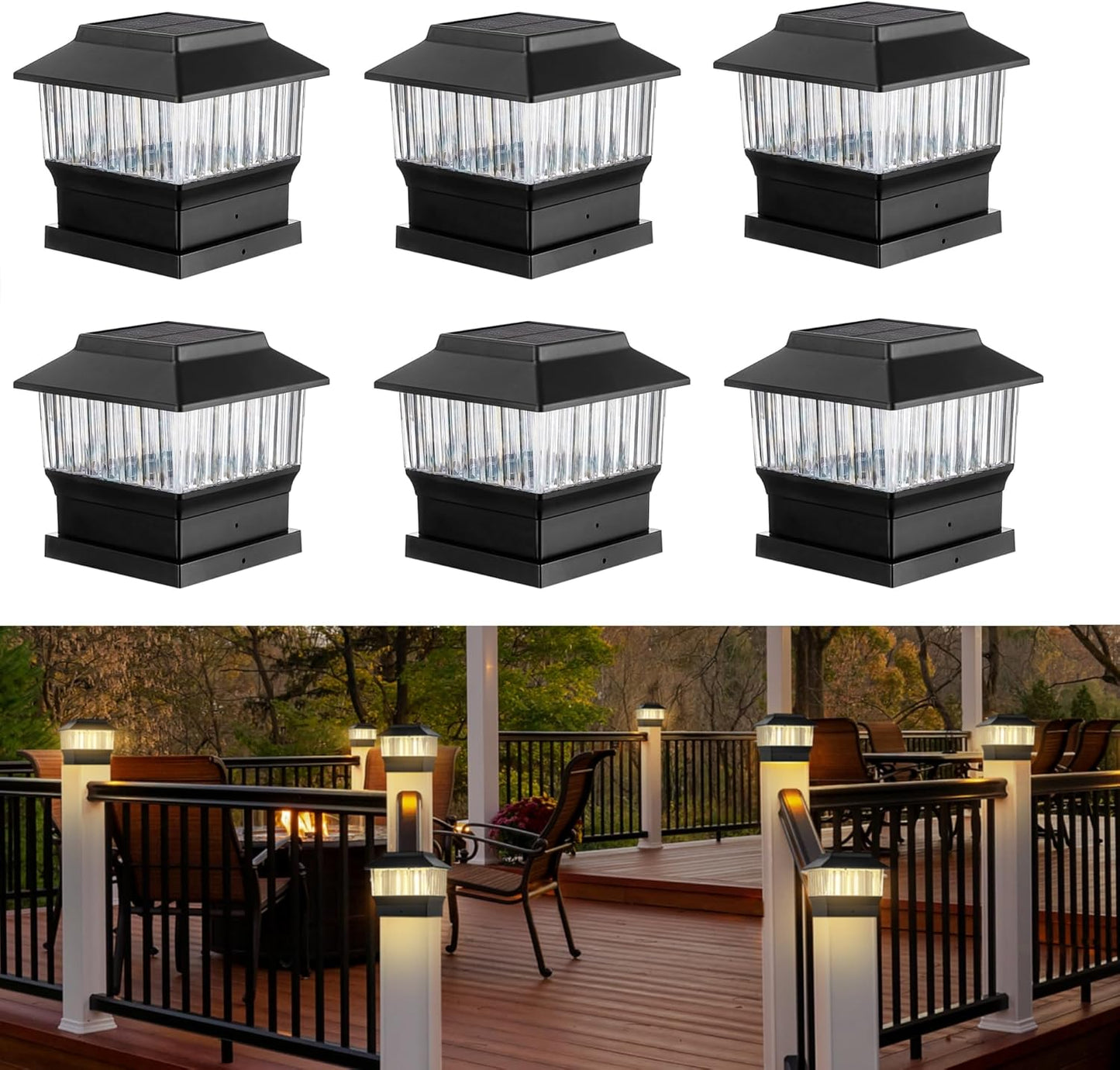 50 Lumen Solar Post Lights - 3 Modes for Outdoor Decks