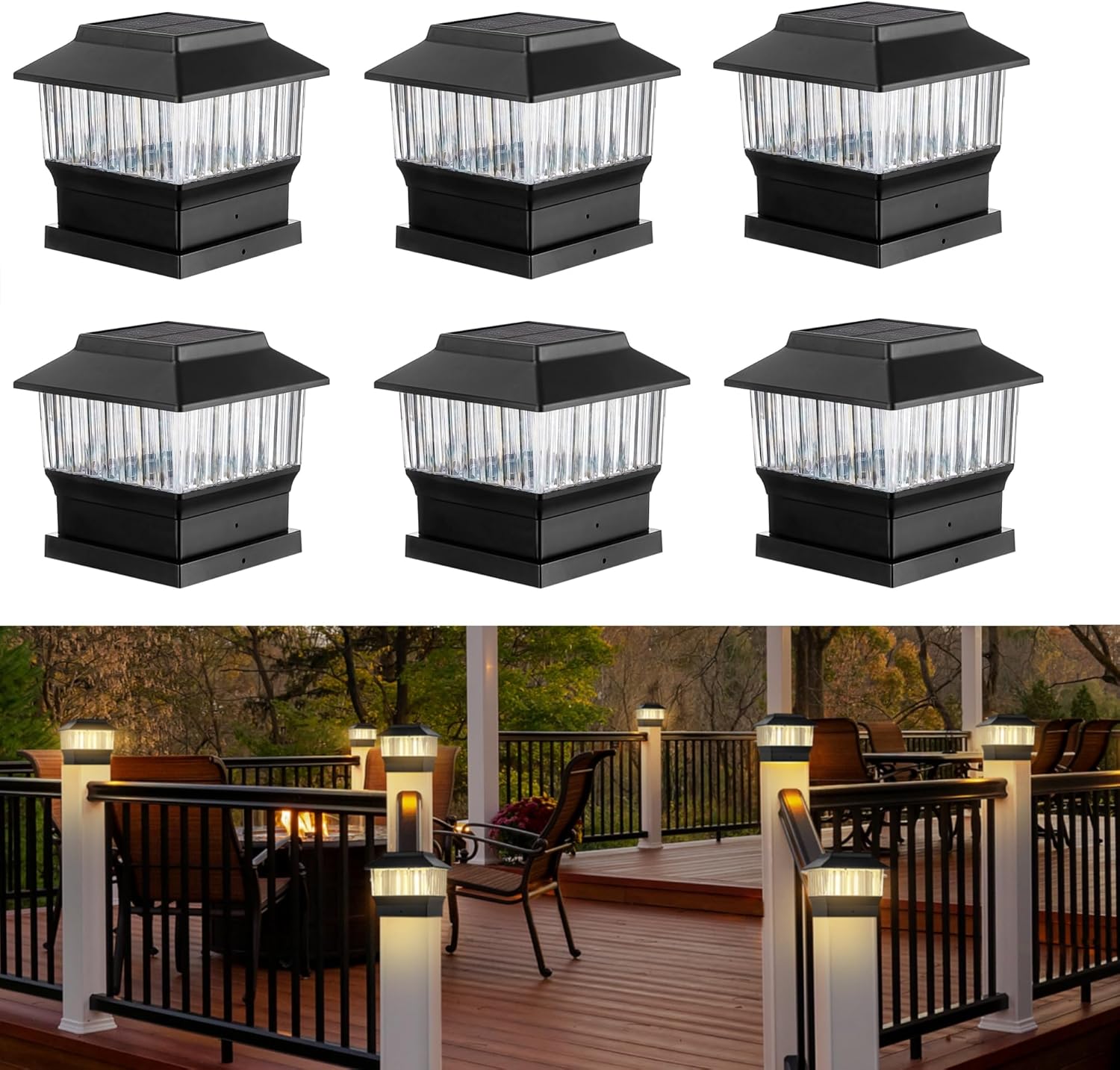50 Lumen Solar Post Lights - 3 Modes for Outdoor Decks