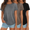 Ficerd 3 Pcs Women Short Sleeve Tunics - Comfortable Everyday Layering