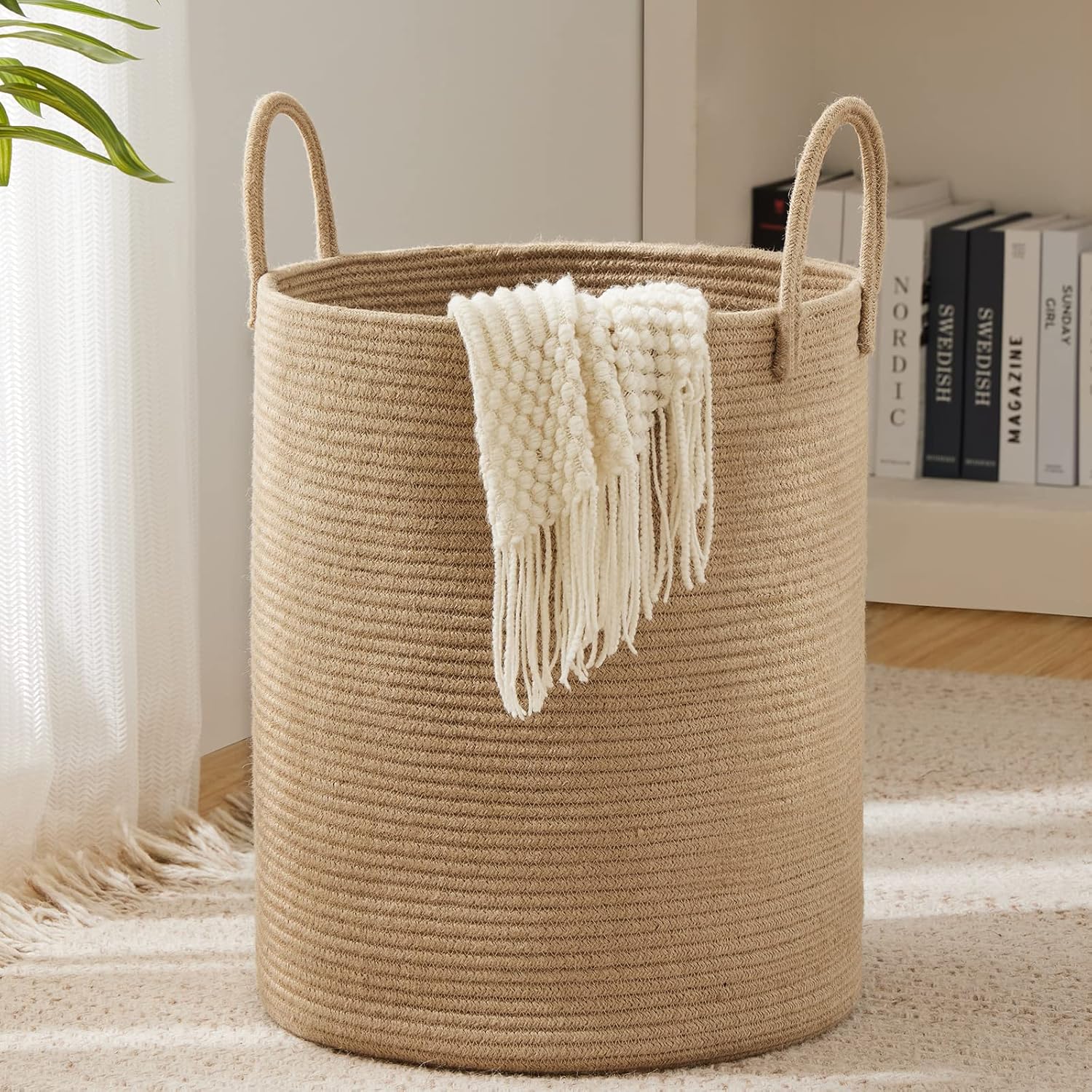 Jute Rope Woven Laundry Hamper Basket for Stylish Storage