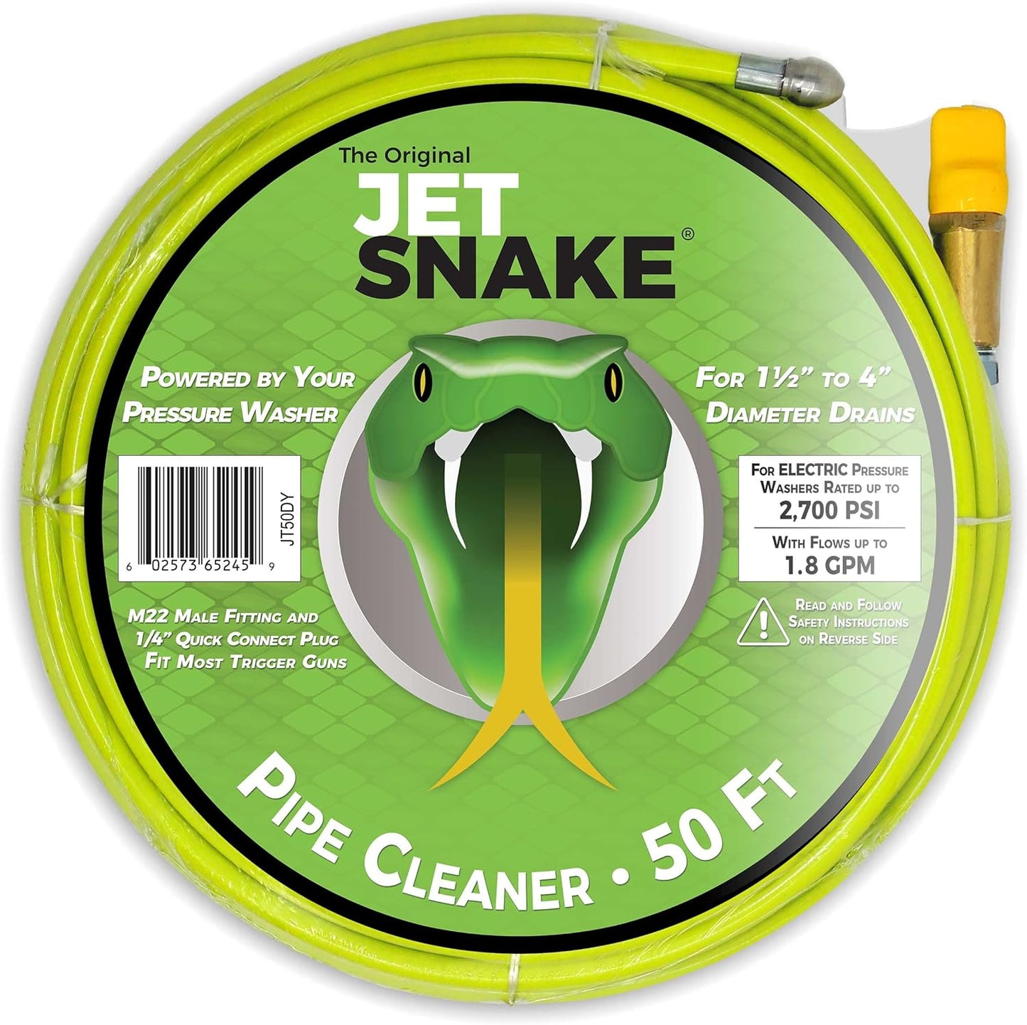 50 FT Sewer Jetter for Electric Pressure Washers - Complete Set