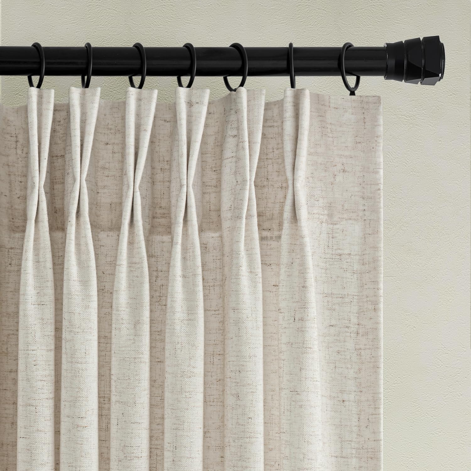 Beige Pinch Pleated Linen Sheer Curtains for Elegant Spaces
