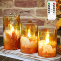 Fall Decor Flameless Candles with Remote - Realistic Maple Leaf