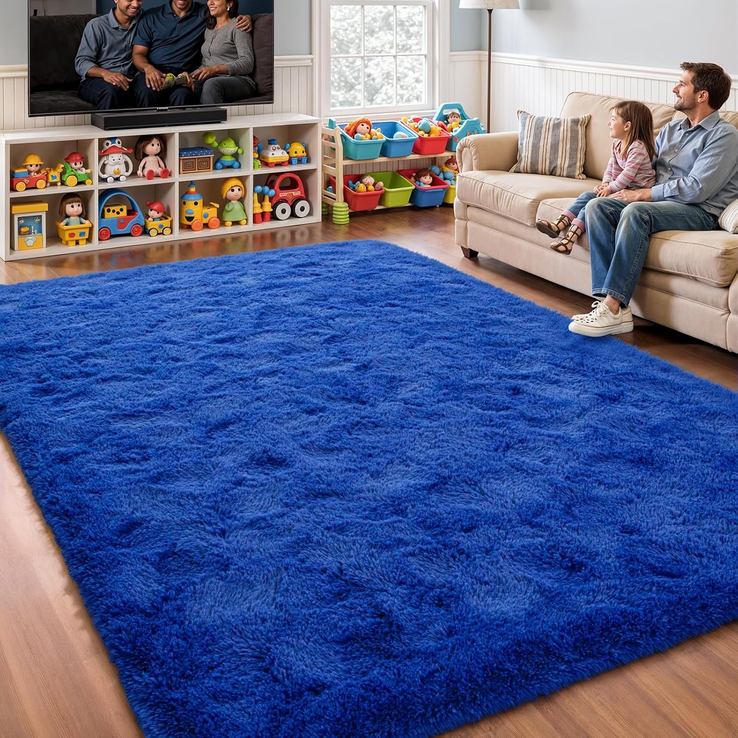 Zentavio Boys Rugs for Bedroom Blue 5x8 Large Carpet Nursery