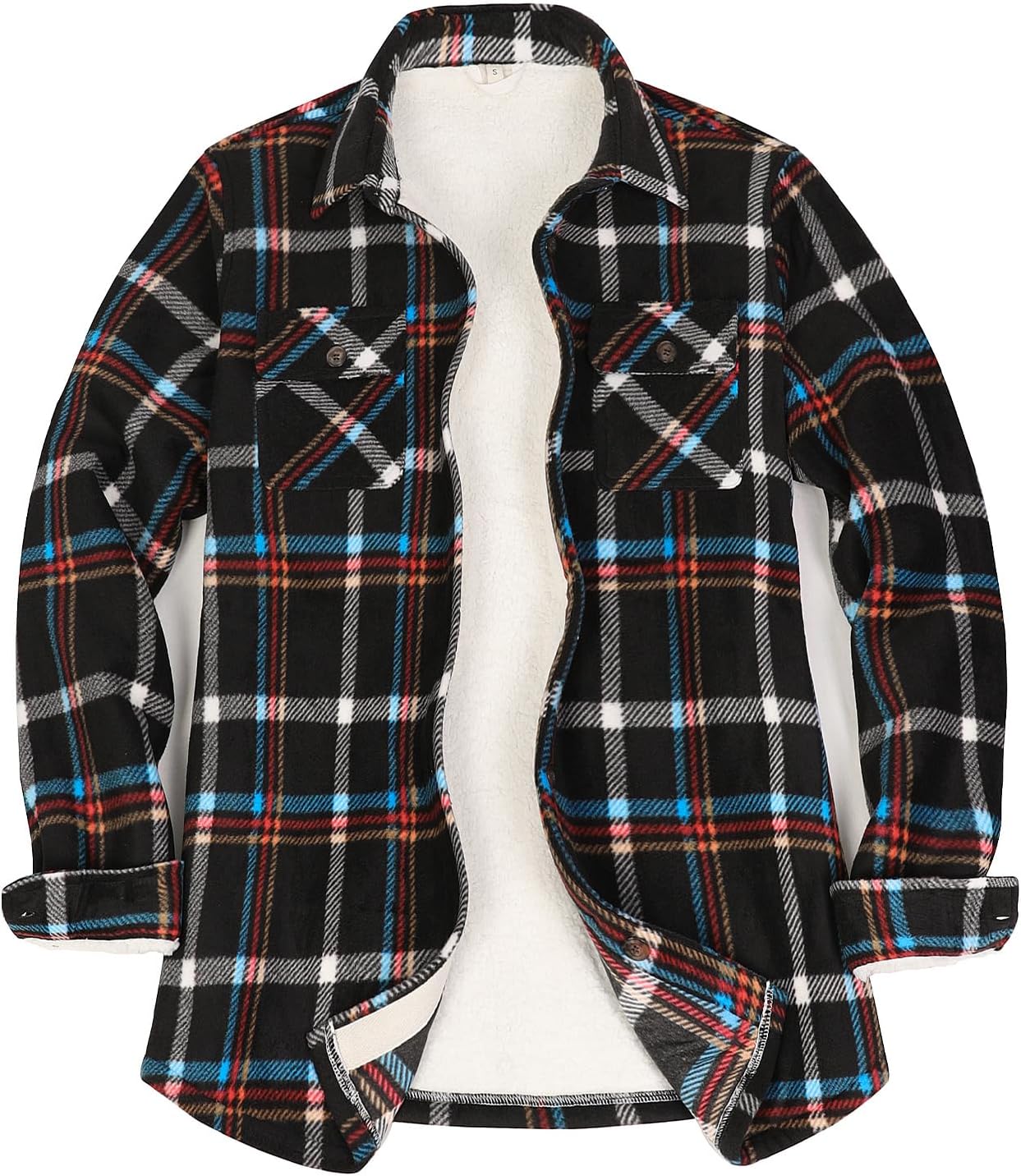 ThCreasa Womens Sherpa Fleece Lined Flannel Shirt Jacket