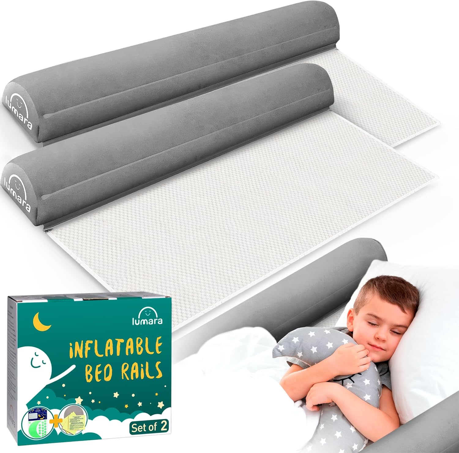 LUMARA Inflatable Bed Rail for Toddlers - Portable Travel Bumpers