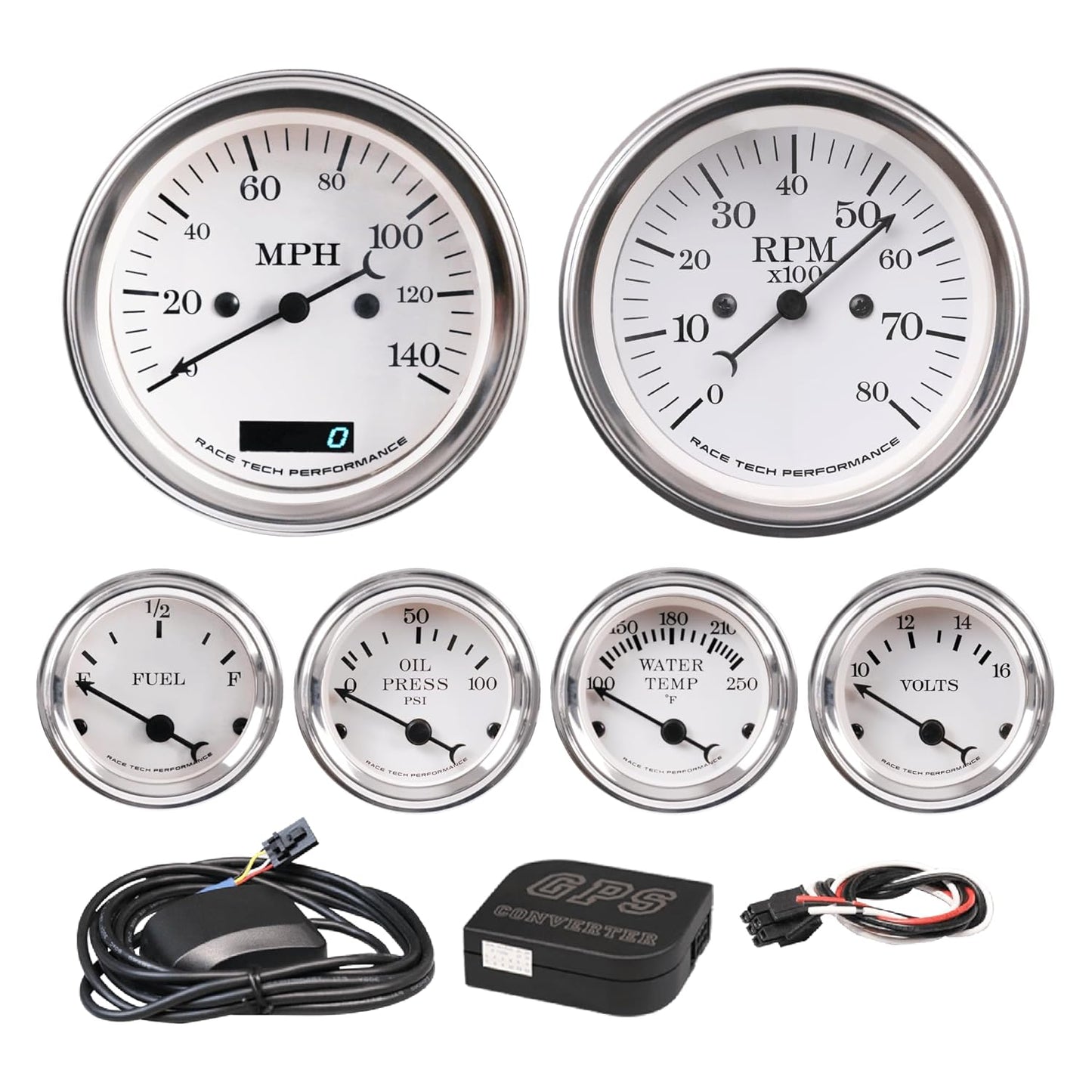 RACETECH Vintage Gauge Kit: 140 MPH Speedometer & Dual Function Tachometer!