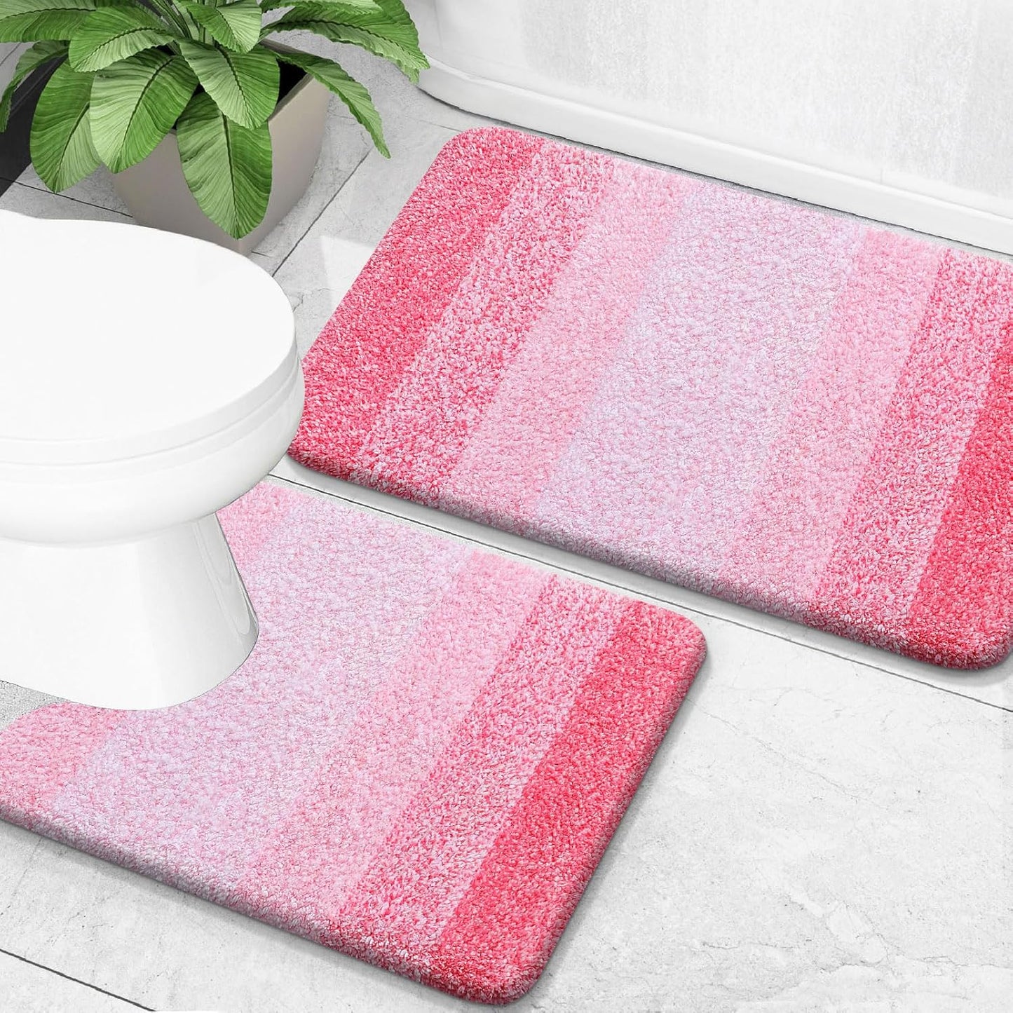 OLANLY Bathroom Rug Set - Soft Absorbent Microfiber Mats