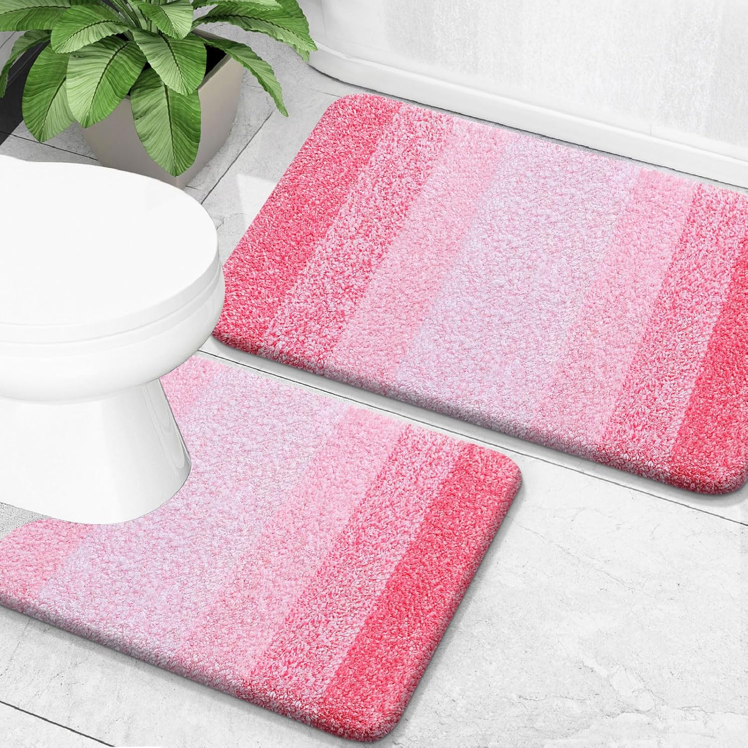 OLANLY Bathroom Rug Set - Soft Absorbent Microfiber Mats