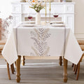 Linen Style Embroidered Fall Tablecloth 55x120 in - Waterproof