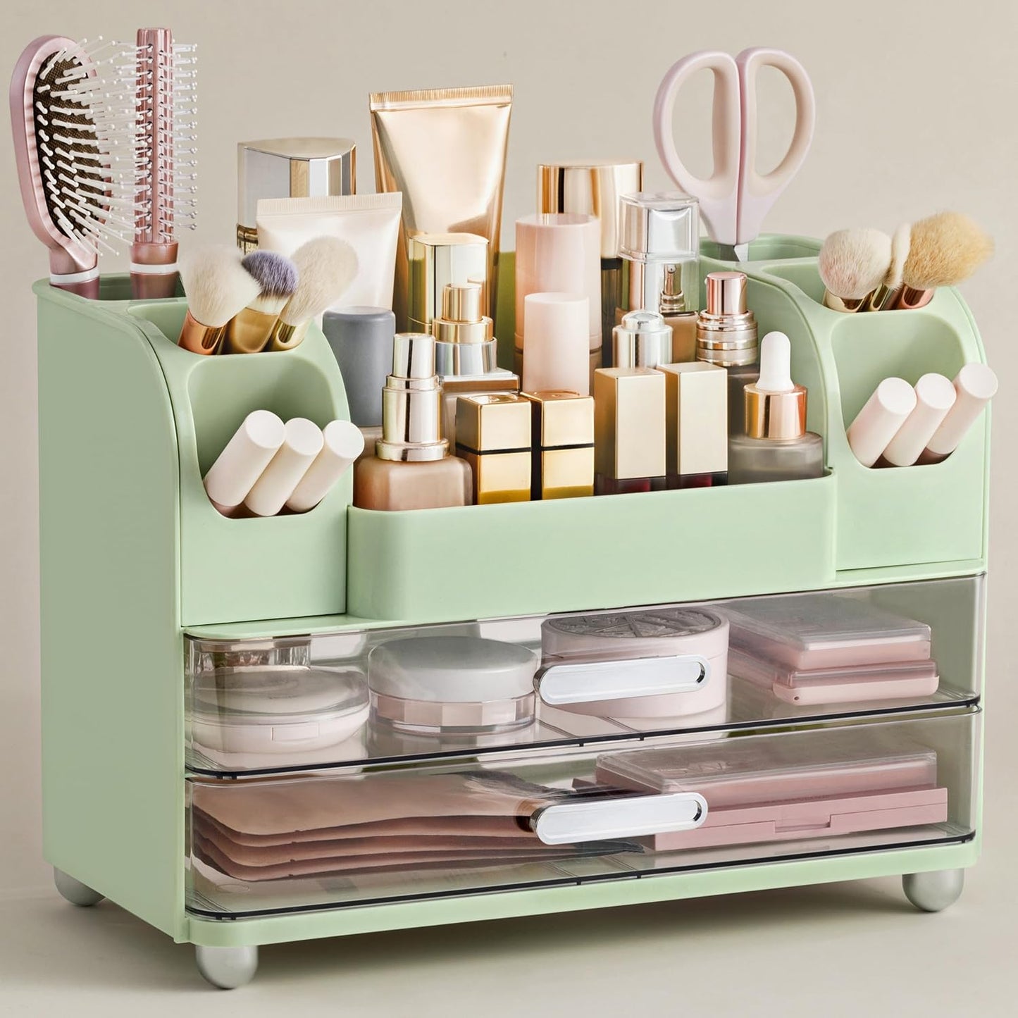 HBlife Makeup Organizer for Vanity with Brush Holder and Storage