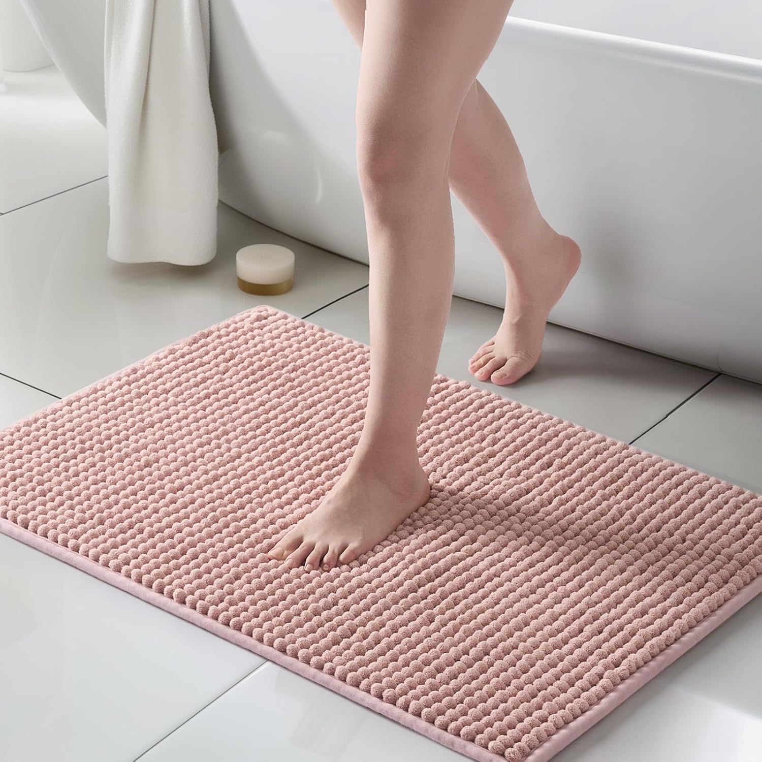 FRESHMINT Thick Chunky Chenille Bathroom Rugs for Cozy Comfort