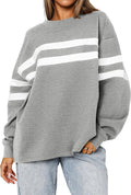 Striped Oversized Sweatshirt Women - Cozy Fall Crewneck Pullover Shoes