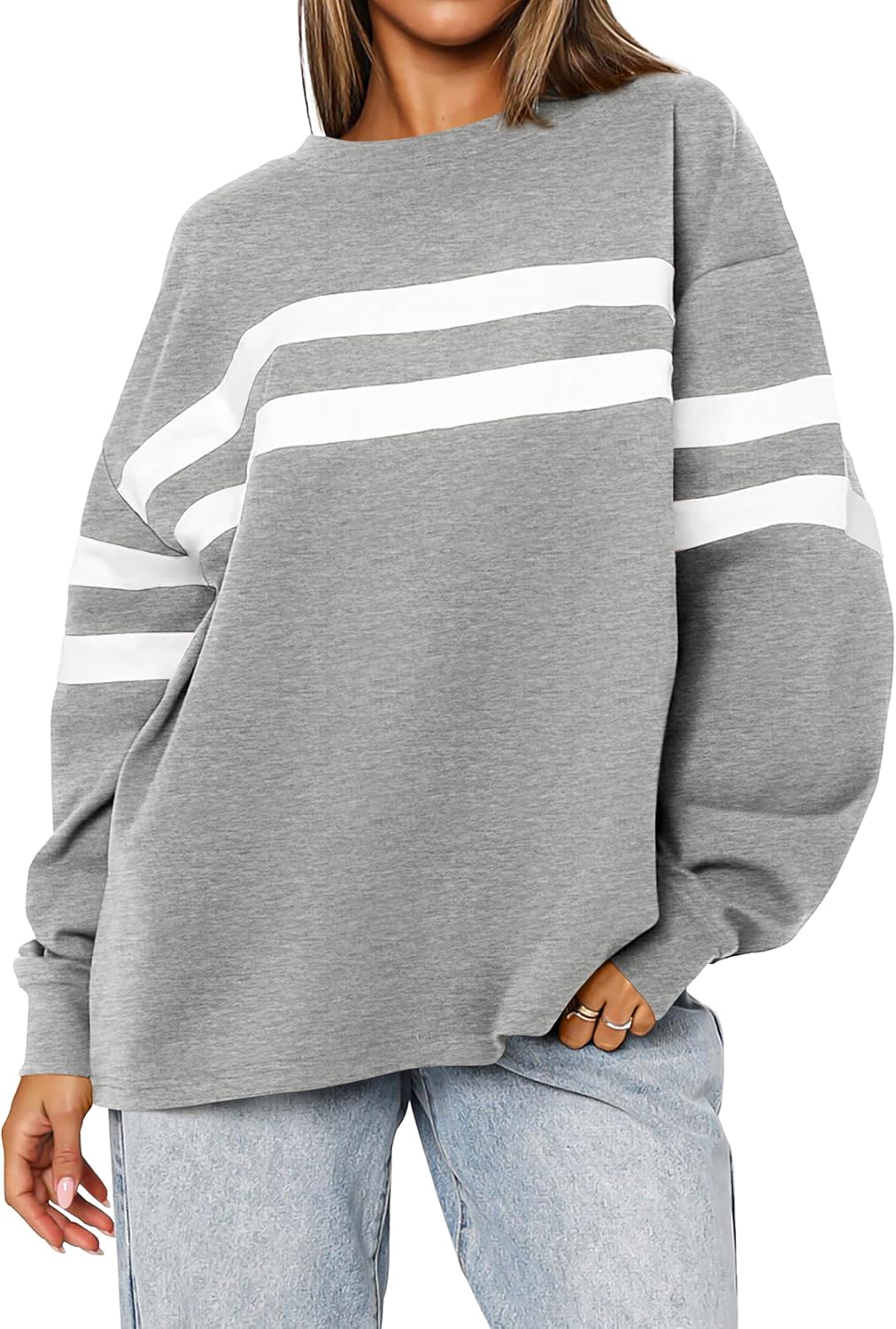 Trendy Striped Oversized Sweatshirt for Women in Fall 2025
