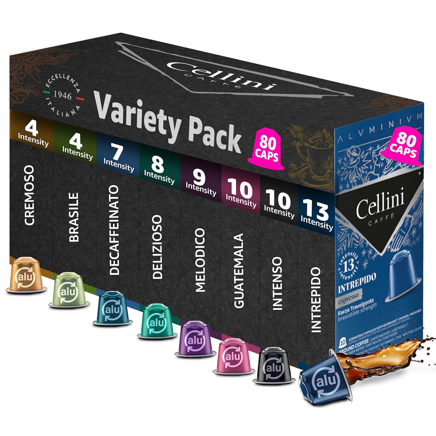 Cellini Caffe Mixed Variety Aluminum Nespresso Pods for Coffee Lovers
