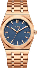 BUREI Men Watches Fashion Stainless Steel Analog Quartz Waterproof