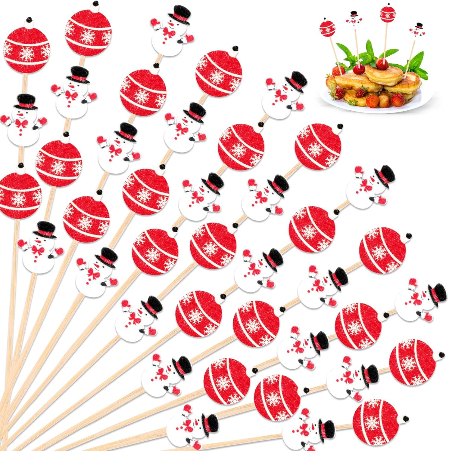 Christmas Snowman Cocktail Picks - Festive Food Decoration
