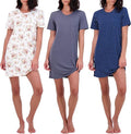 Women's Nightshirt Short Sleeve Soft Nightgown 3 Pack - Comfortable